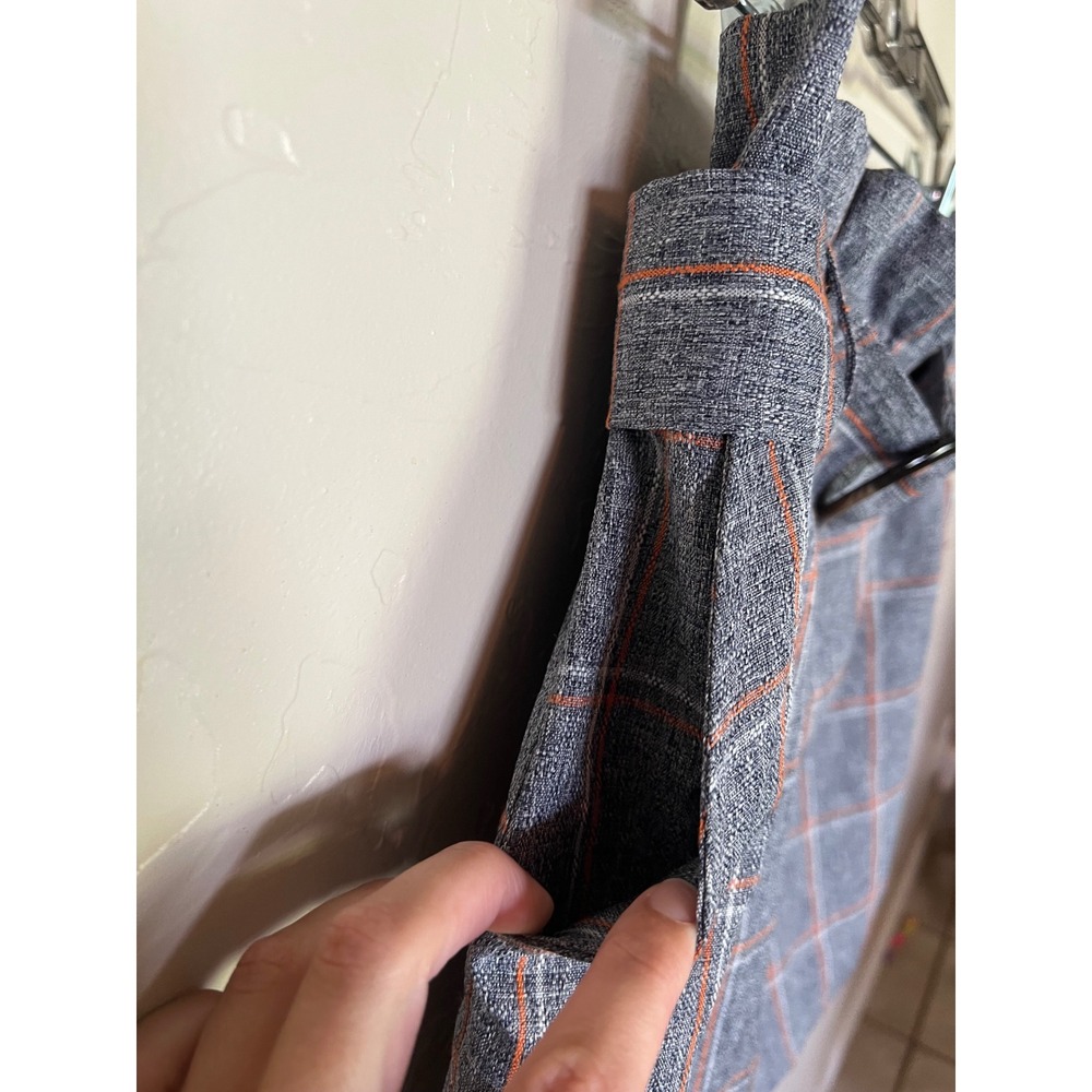 Entro Grey Orange Plaid Paperbag Waist Mini Skirt Belted High Rise Small Fall - Picture 9 of 9